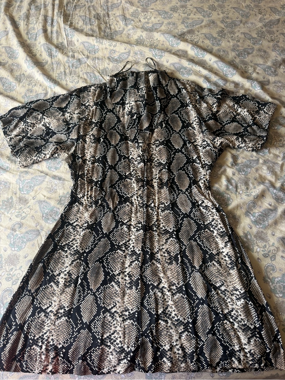 Zara Black and Beige Snakeskin Mini Dress